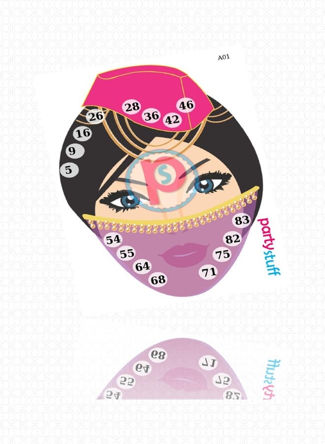 PartyStuff Anarkali Theme Tambola Housie Tickets - Anarkali Face kukuba 1 - Designer Kukuba (16 Cards) - Image 2